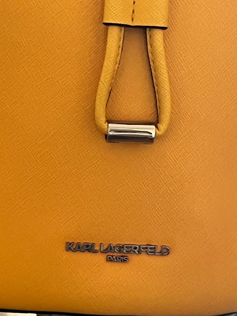 Karl Lagerfeld Yellow Saffiano Shoulder Bucket Bag - Picture 3 of 12